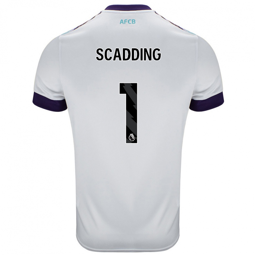 Kids Football Katie Scadding #1 White Green Purple Away Jersey 2024/25 T-Shirt Nz