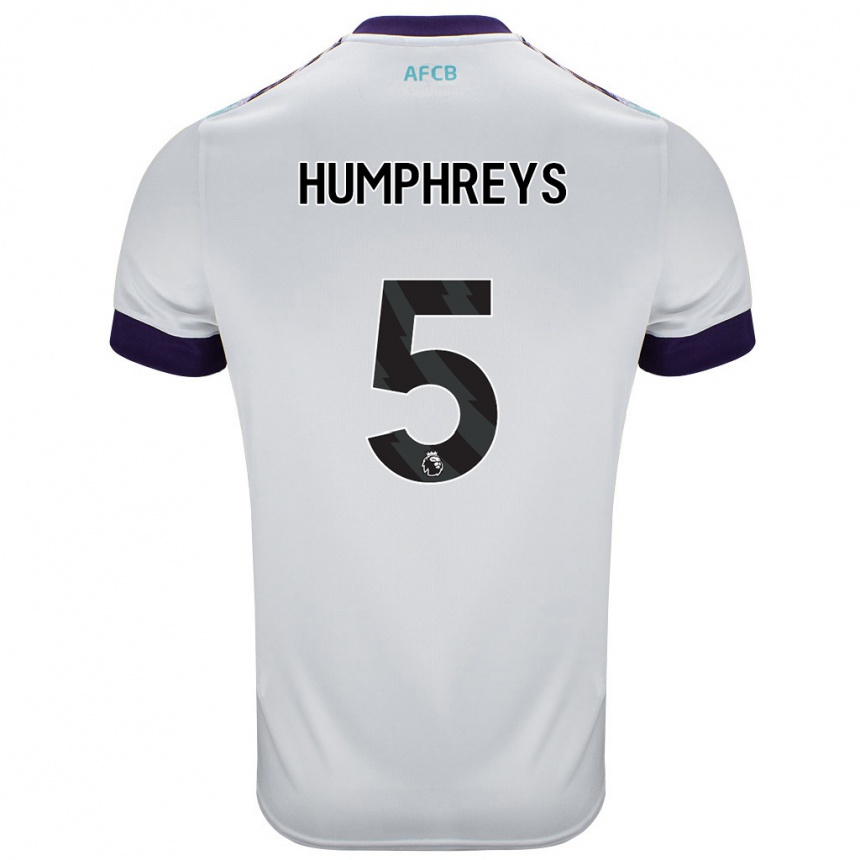 Kids Football Holly Humphreys #5 White Green Purple Away Jersey 2024/25 T-Shirt Nz