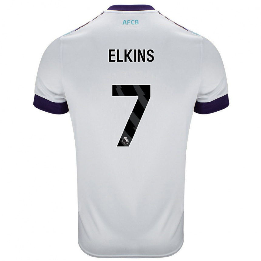 Kids Football Elle Elkins #7 White Green Purple Away Jersey 2024/25 T-Shirt Nz