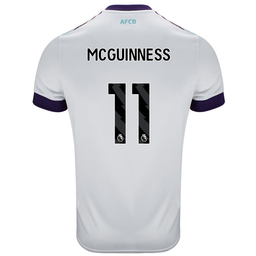 Kids Football Gemma Mcguinness #11 White Green Purple Away Jersey 2024/25 T-Shirt Nz