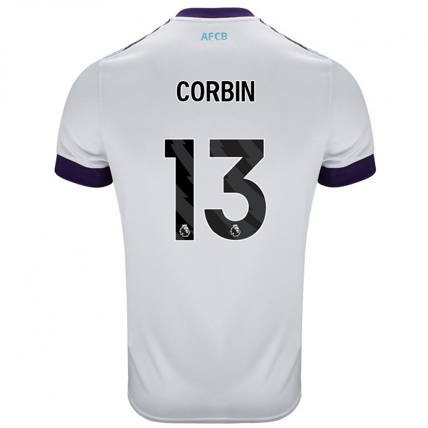 Kids Football Helen Corbin #13 White Green Purple Away Jersey 2024/25 T-Shirt Nz