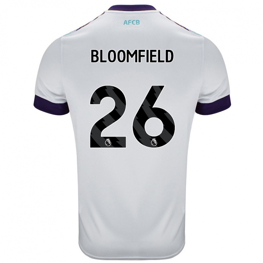 Kids Football Erin Bloomfield #26 White Green Purple Away Jersey 2024/25 T-Shirt Nz