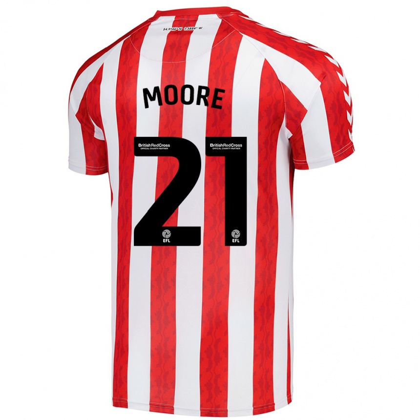 Men Football Simon Moore #21 Red White Home Jersey 2024/25 T-Shirt Nz