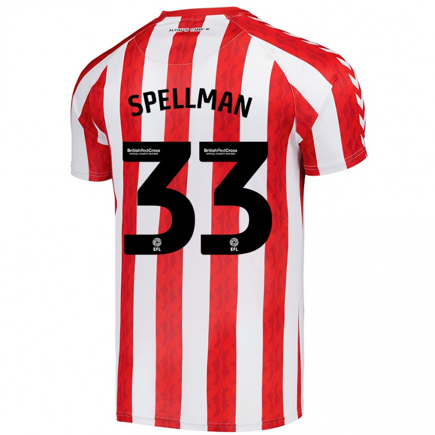 Men Football Michael Spellman #33 Red White Home Jersey 2024/25 T-Shirt Nz