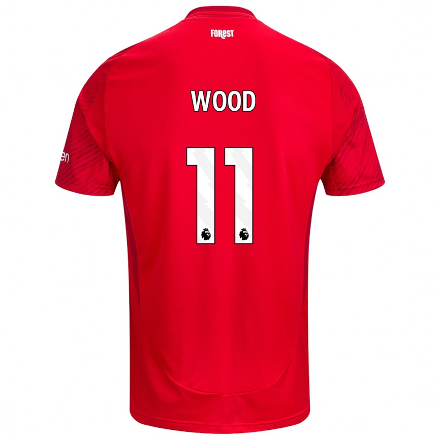 Men Football Chris Wood #11 Red White Home Jersey 2024/25 T-Shirt Nz