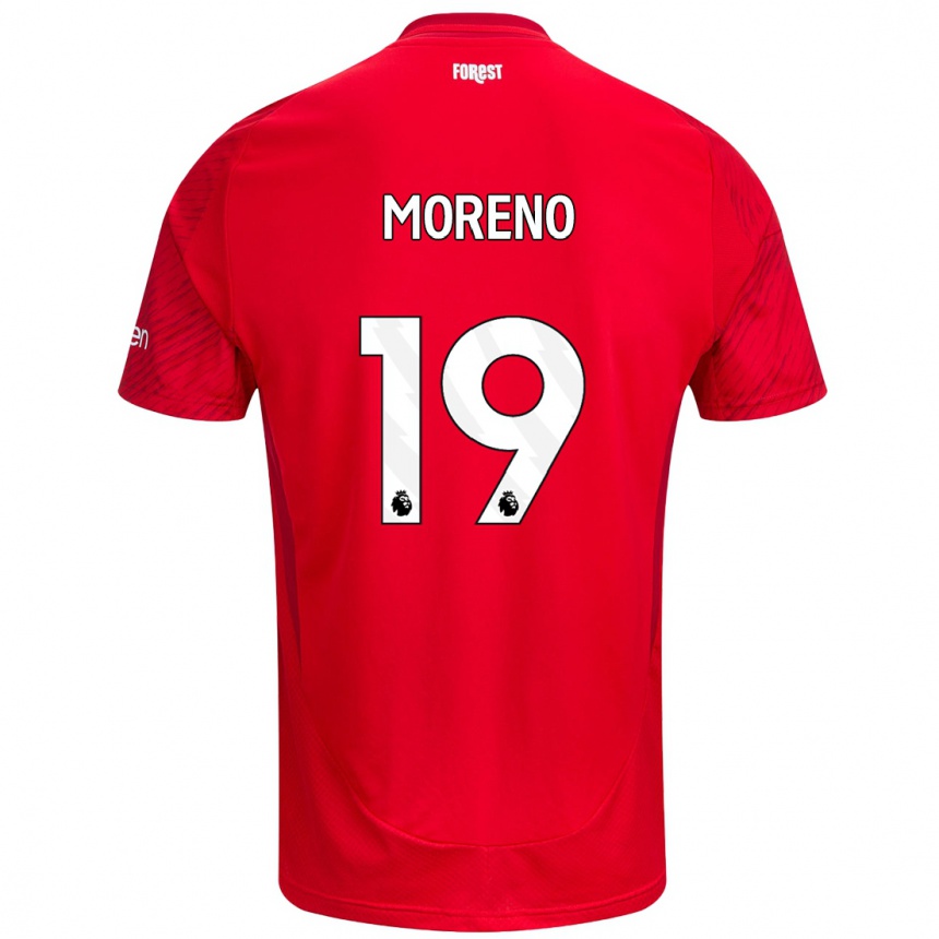 Men Football Álex Moreno #19 Red White Home Jersey 2024/25 T-Shirt Nz