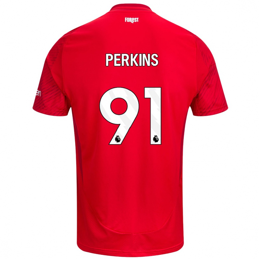 Men Football Jack Perkins #91 Red White Home Jersey 2024/25 T-Shirt Nz