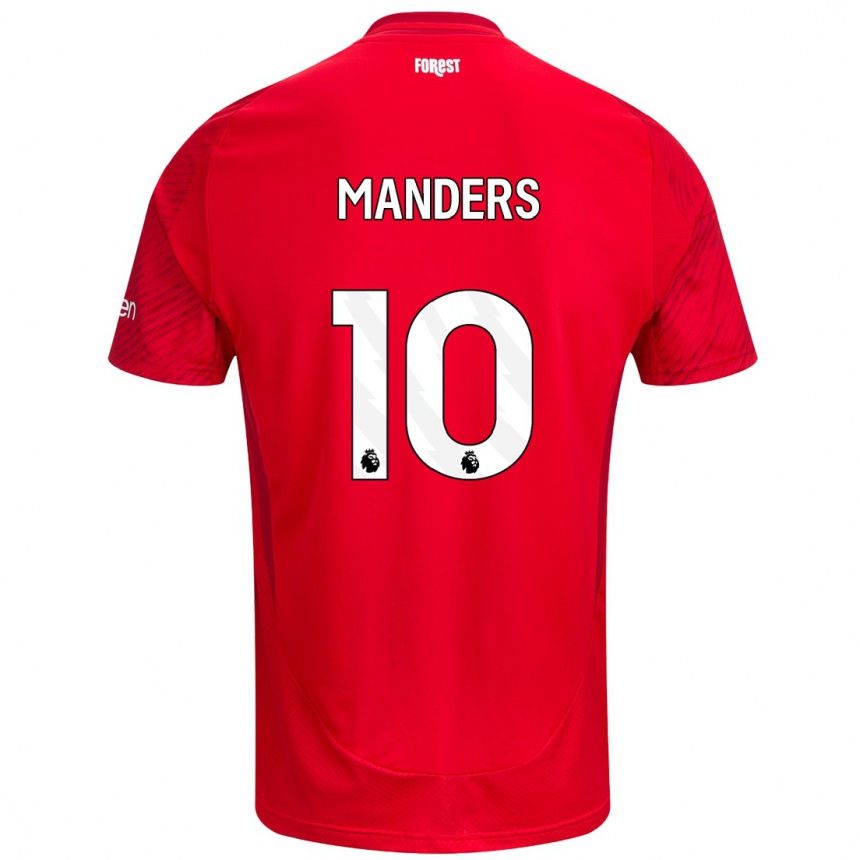 Men Football Holly Manders #10 Red White Home Jersey 2024/25 T-Shirt Nz