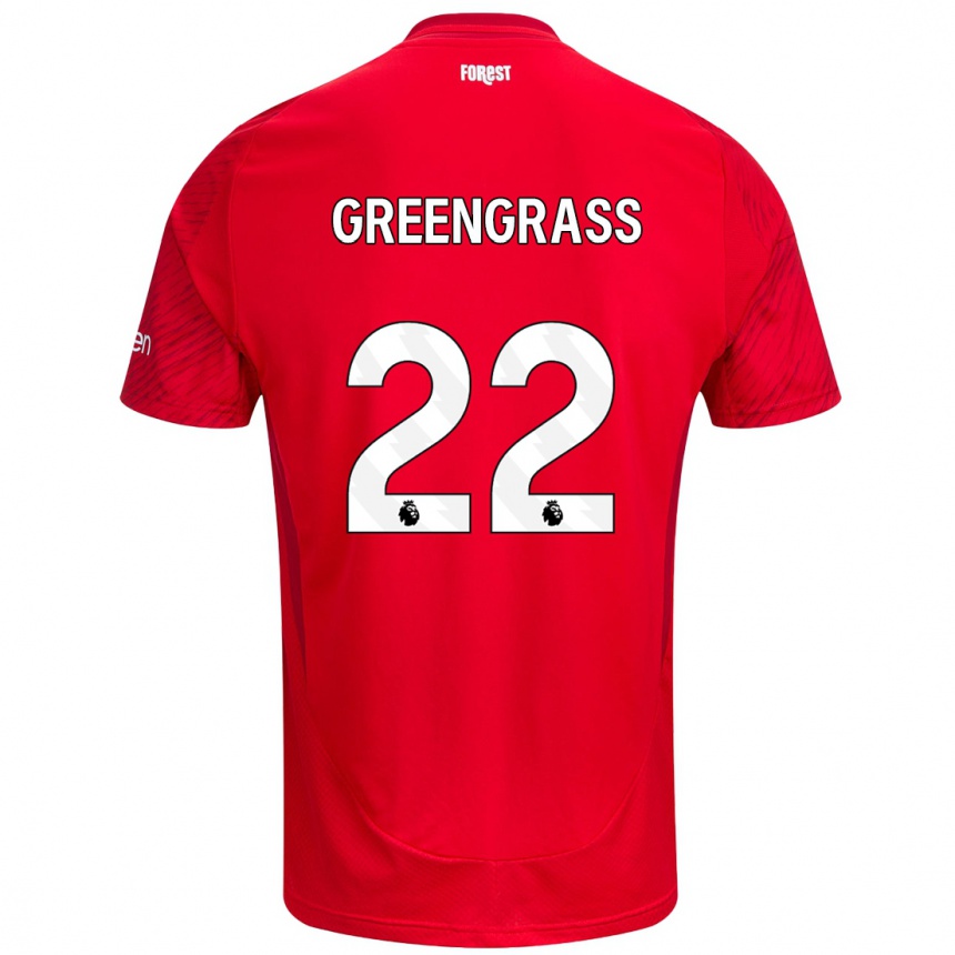 Men Football Charlotte Greengrass #22 Red White Home Jersey 2024/25 T-Shirt Nz