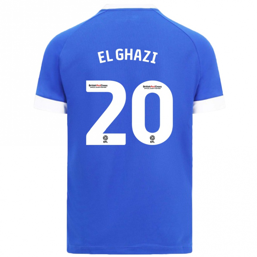 Men Football Anwar El Ghazi #20 Sky Blue Home Jersey 2024/25 T-Shirt Nz