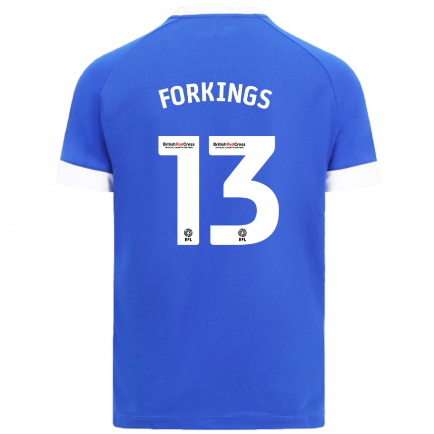 Men Football Amelia Forkings #13 Sky Blue Home Jersey 2024/25 T-Shirt Nz