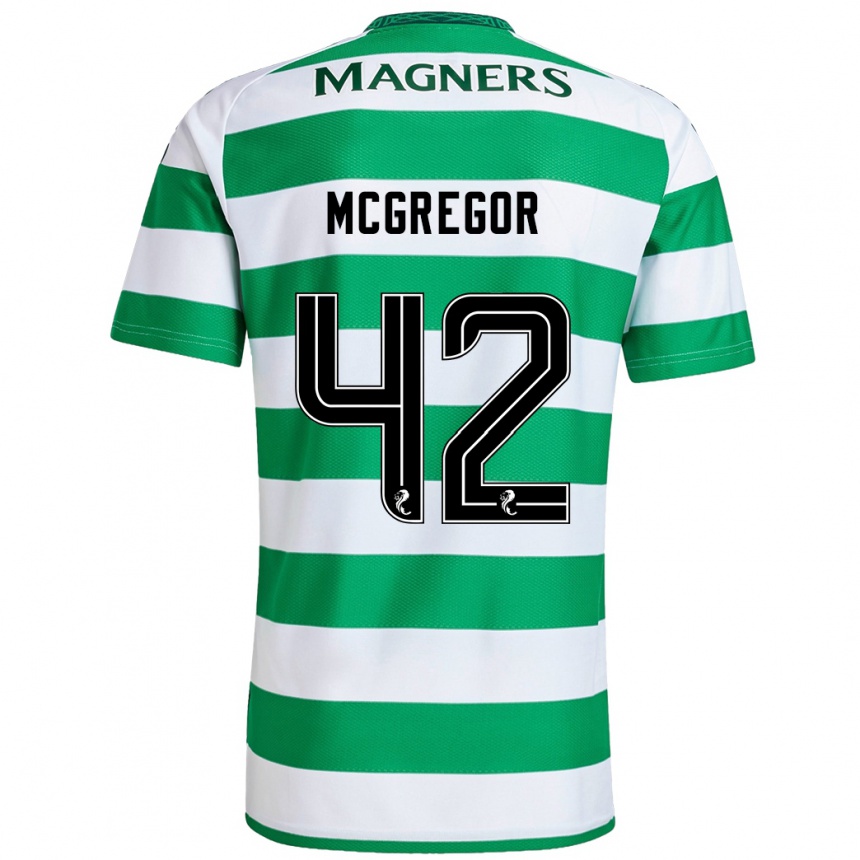 Men Football Callum Mcgregor #42 Green White Home Jersey 2024/25 T-Shirt Nz