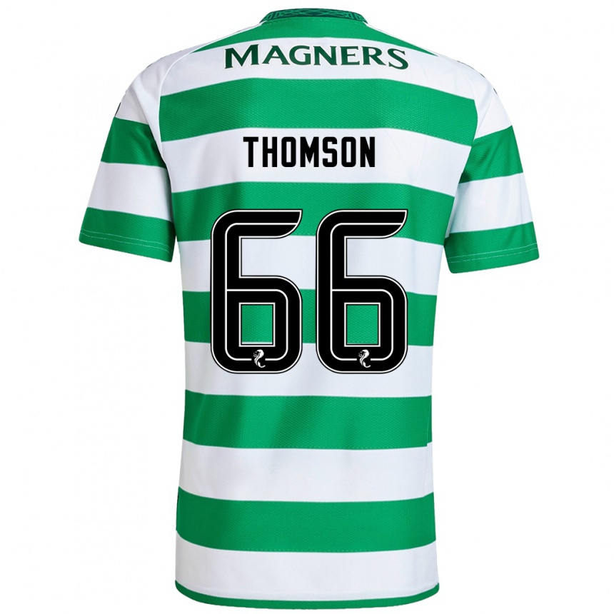 Men Football Corey Thomson #66 Green White Home Jersey 2024/25 T-Shirt Nz