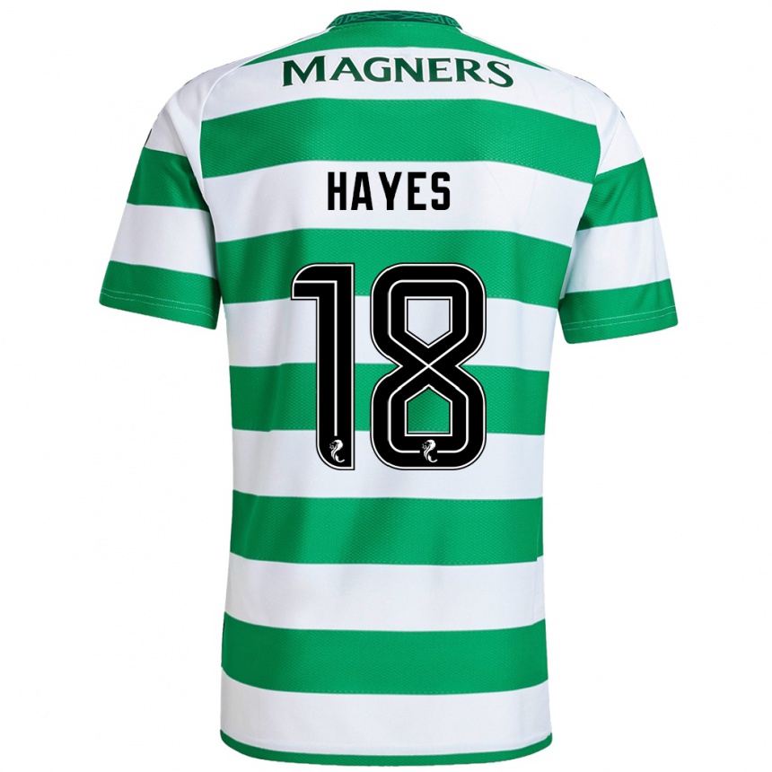 Men Football Caitlin Hayes #18 Green White Home Jersey 2024/25 T-Shirt Nz