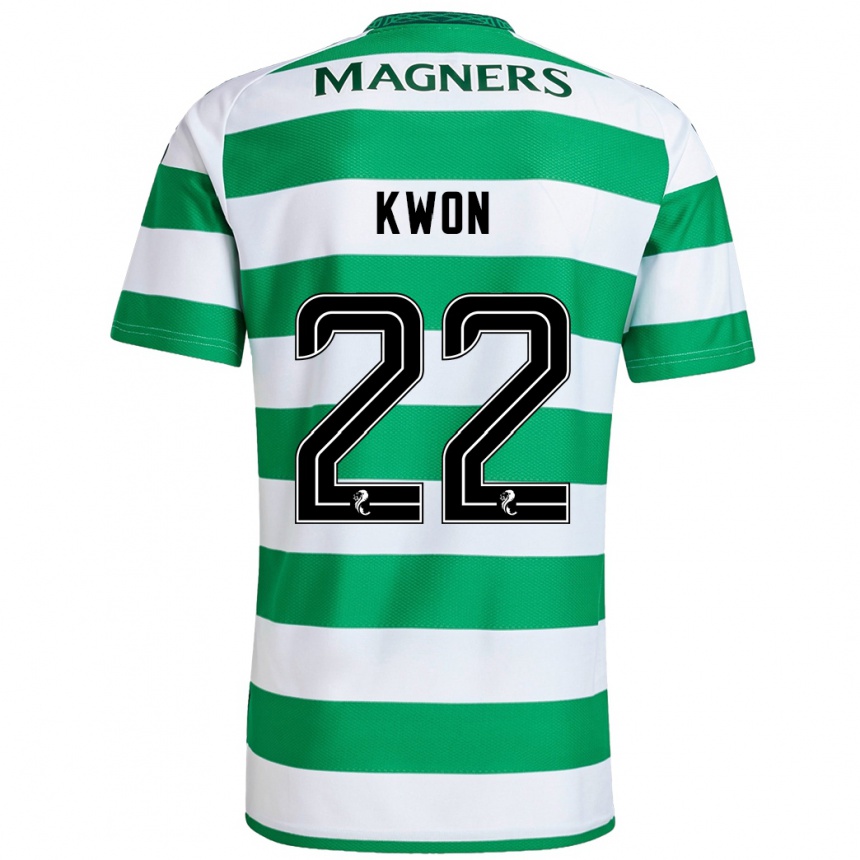 Men Football Hyeok-Kyu Kwon #22 Green White Home Jersey 2024/25 T-Shirt Nz