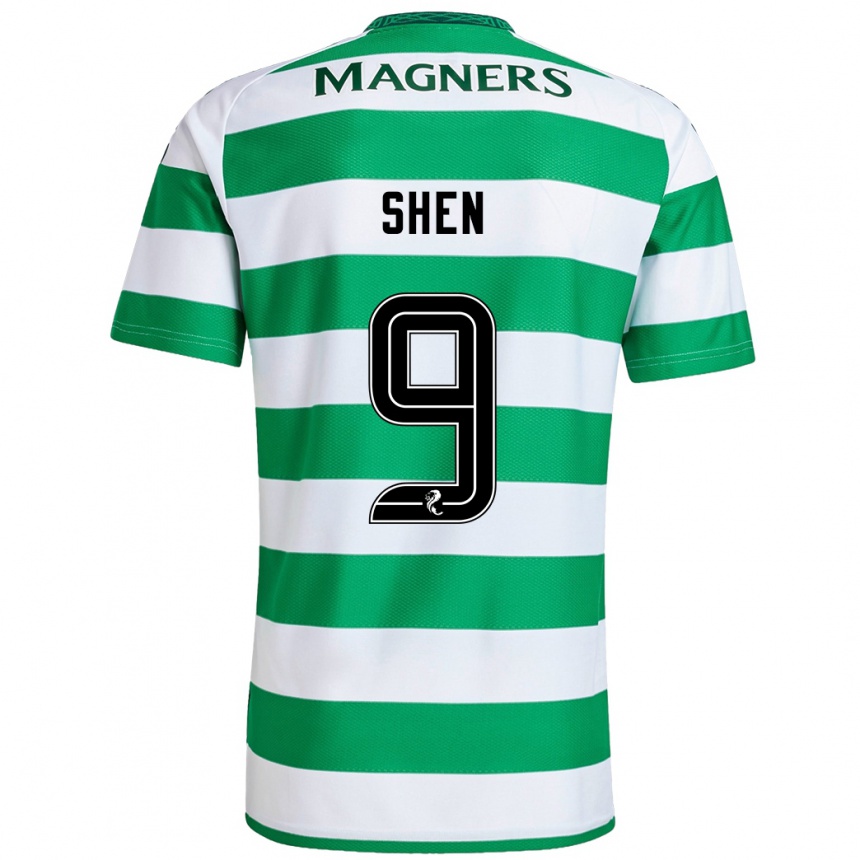 Men Football Shen Mengyu #9 Green White Home Jersey 2024/25 T-Shirt Nz