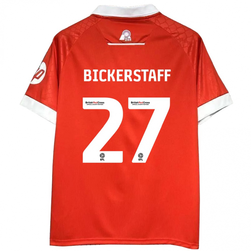 Men Football Jake Bickerstaff #27 Red White Home Jersey 2024/25 T-Shirt Nz