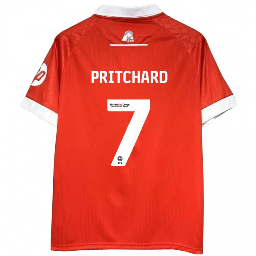 Men Football Rebecca Pritchard #7 Red White Home Jersey 2024/25 T-Shirt Nz