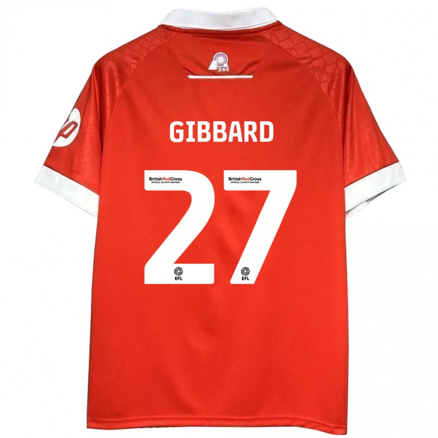 Men Football Mari Gibbard #27 Red White Home Jersey 2024/25 T-Shirt Nz