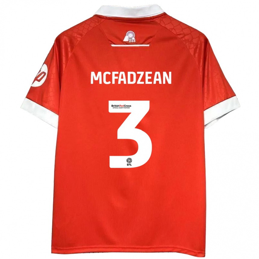 Men Football Callum Mcfadzean #3 Red White Home Jersey 2024/25 T-Shirt Nz