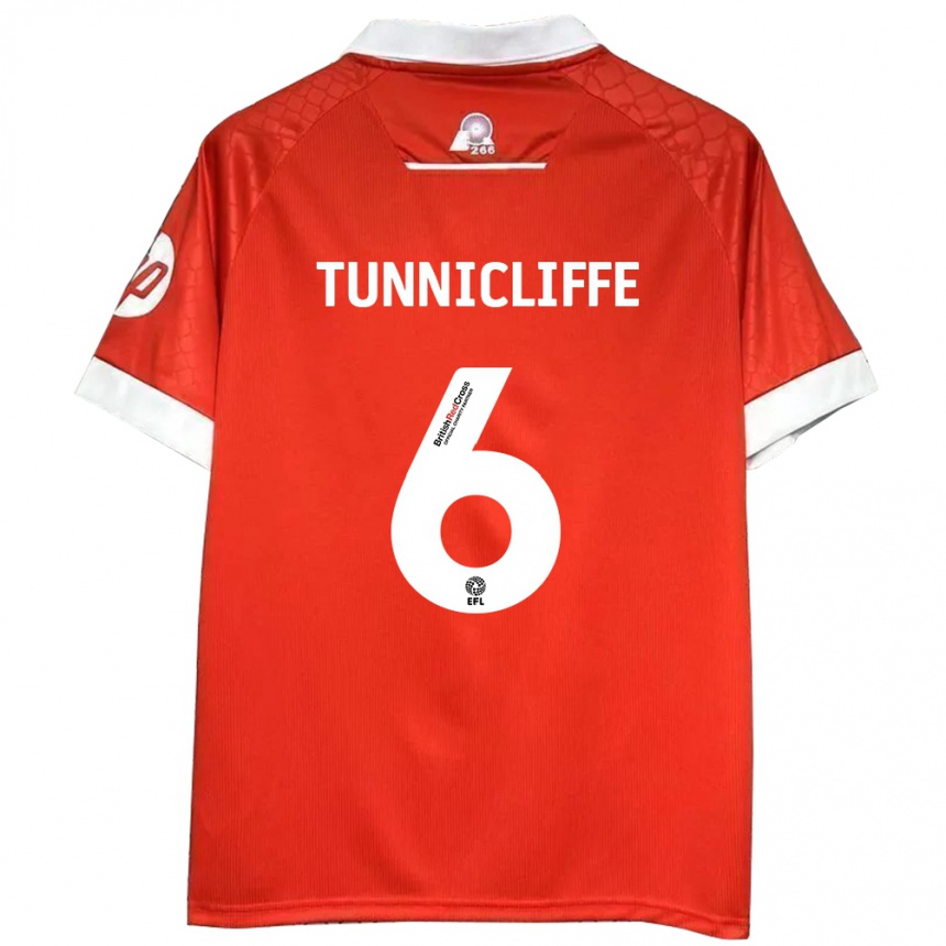 Men Football Jordan Tunnicliffe #6 Red White Home Jersey 2024/25 T-Shirt Nz