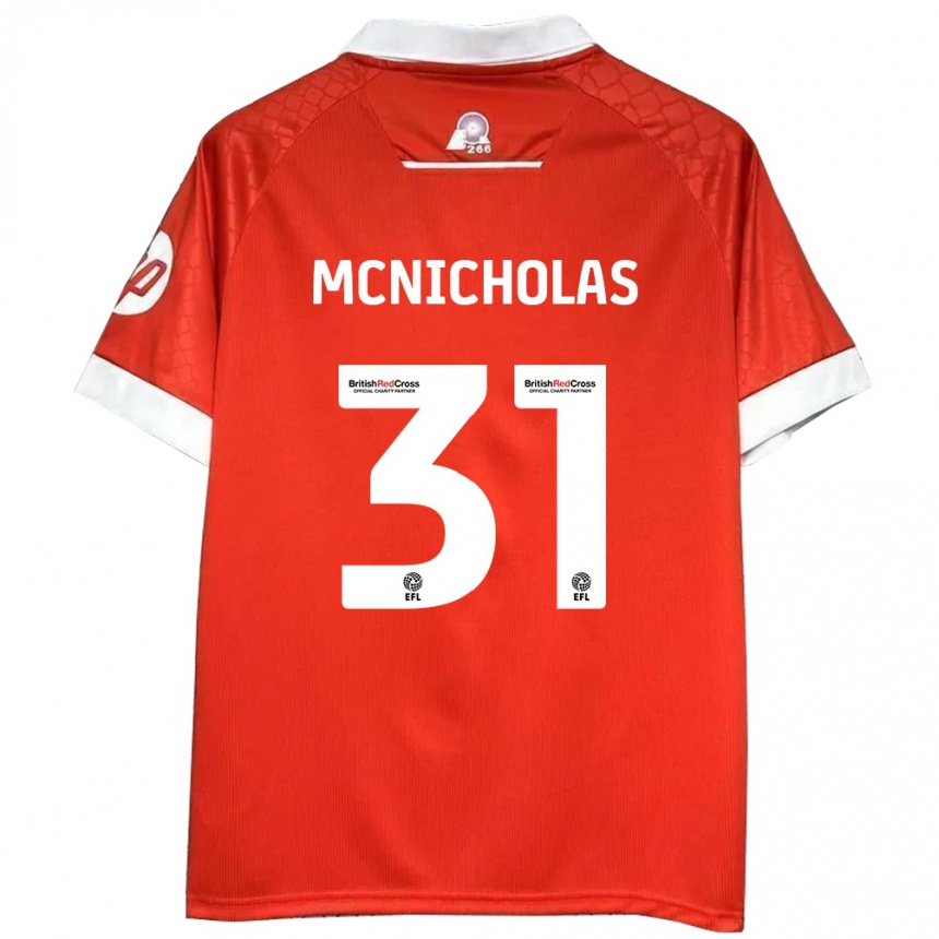 Men Football Luke Mcnicholas #31 Red White Home Jersey 2024/25 T-Shirt Nz