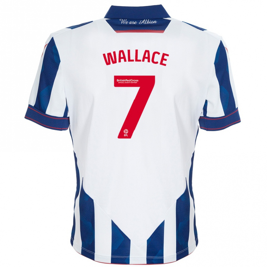 Men Football Jed Wallace #7 White Dark Blue Home Jersey 2024/25 T-Shirt Nz