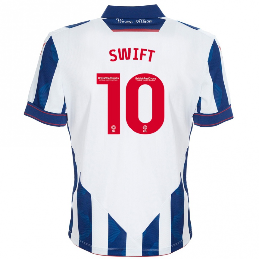 Men Football John Swift #10 White Dark Blue Home Jersey 2024/25 T-Shirt Nz