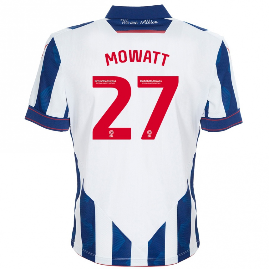 Men Football Alex Mowatt #27 White Dark Blue Home Jersey 2024/25 T-Shirt Nz