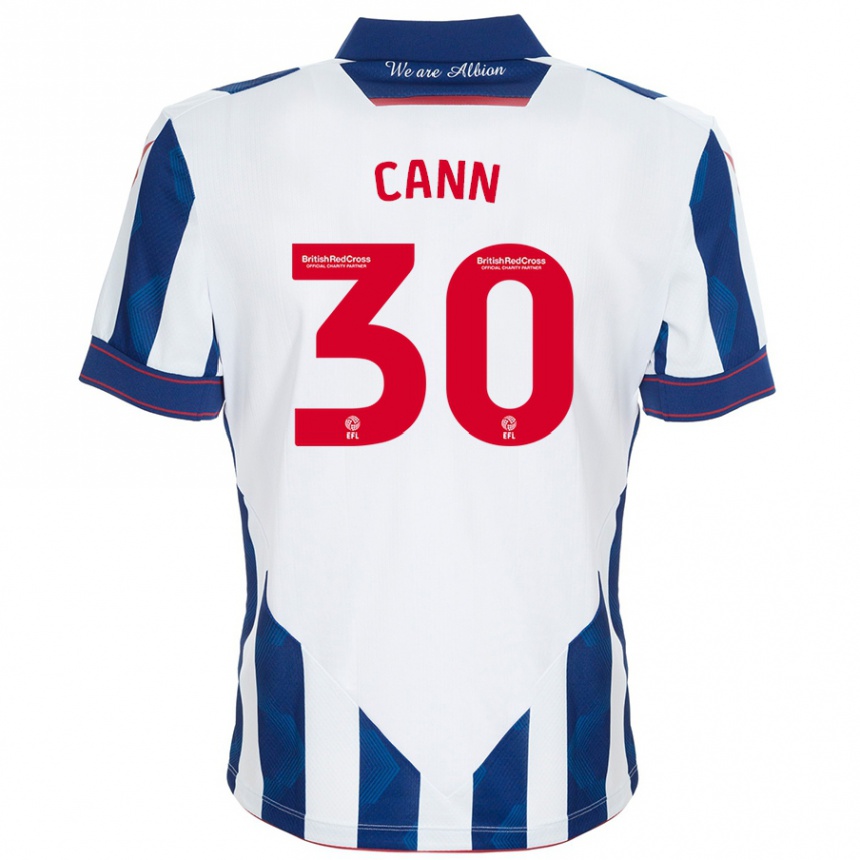 Men Football Ted Cann #30 White Dark Blue Home Jersey 2024/25 T-Shirt Nz