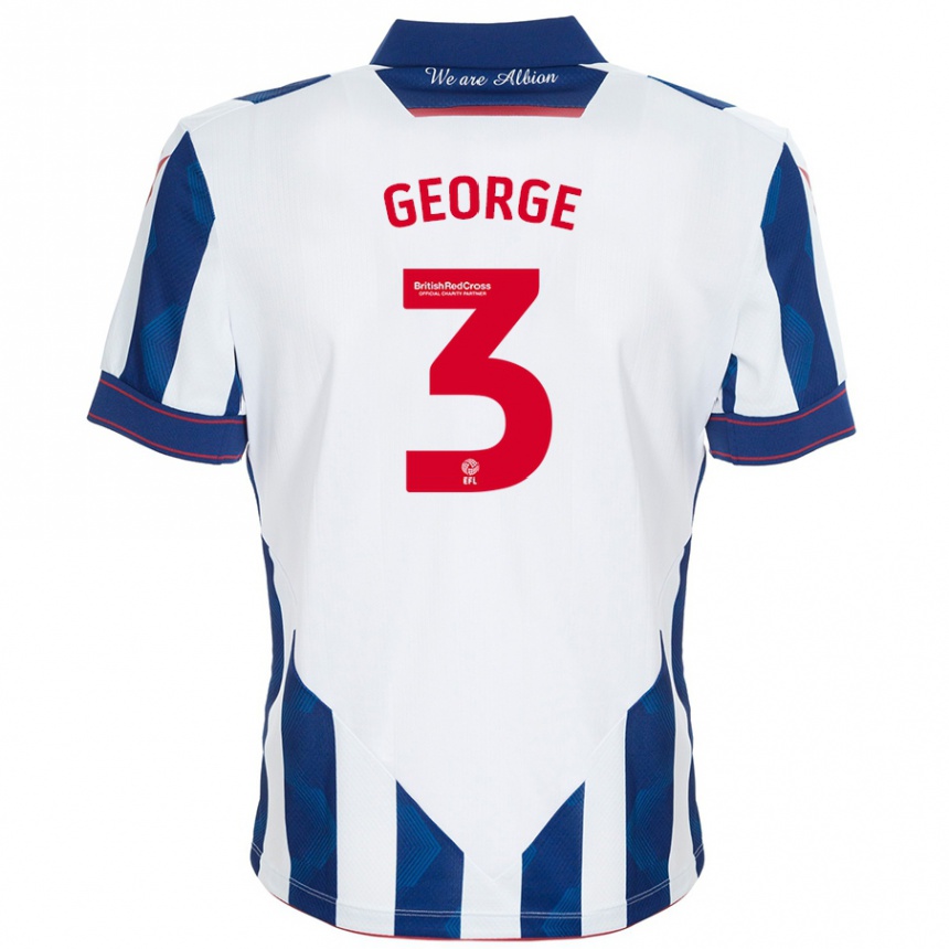 Men Football Hannah George #3 White Dark Blue Home Jersey 2024/25 T-Shirt Nz