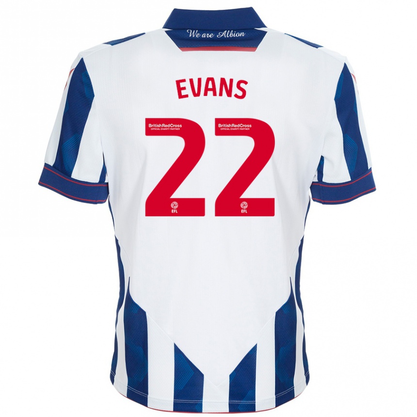 Men Football Kate Evans #22 White Dark Blue Home Jersey 2024/25 T-Shirt Nz