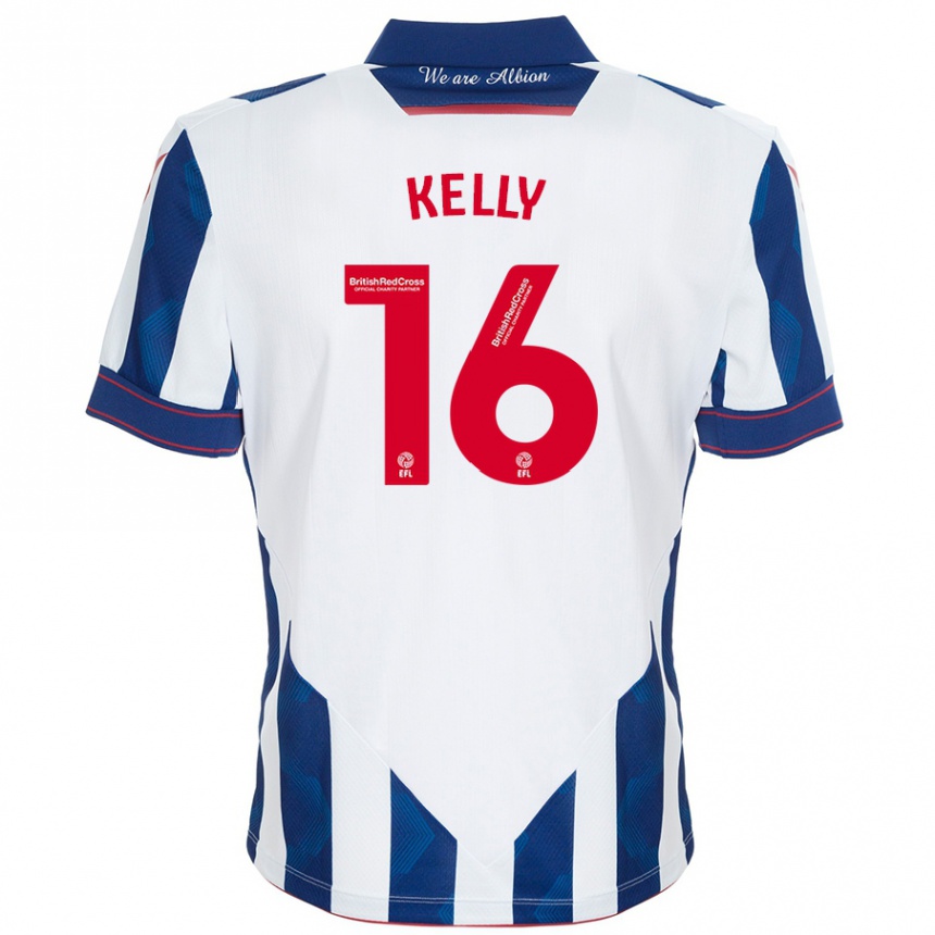 Men Football Martin Kelly #16 White Dark Blue Home Jersey 2024/25 T-Shirt Nz