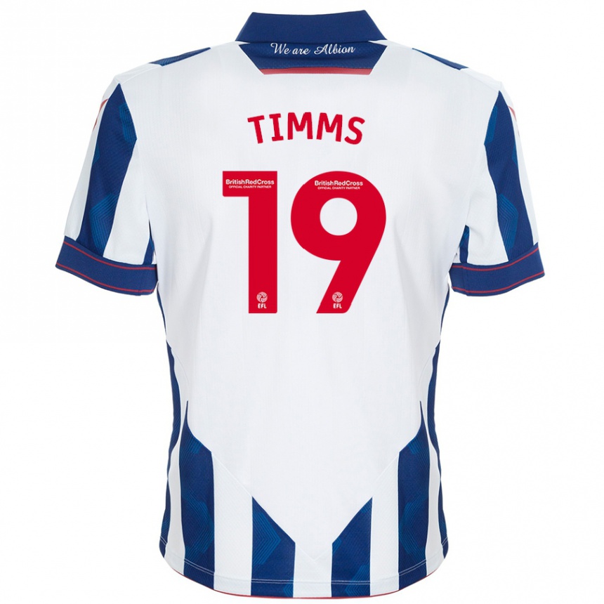 Men Football Maria Timms #19 White Dark Blue Home Jersey 2024/25 T-Shirt Nz