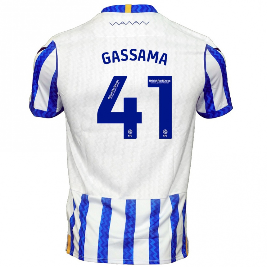 Men Football Djeidi Gassama #41 Blue White Home Jersey 2024/25 T-Shirt Nz