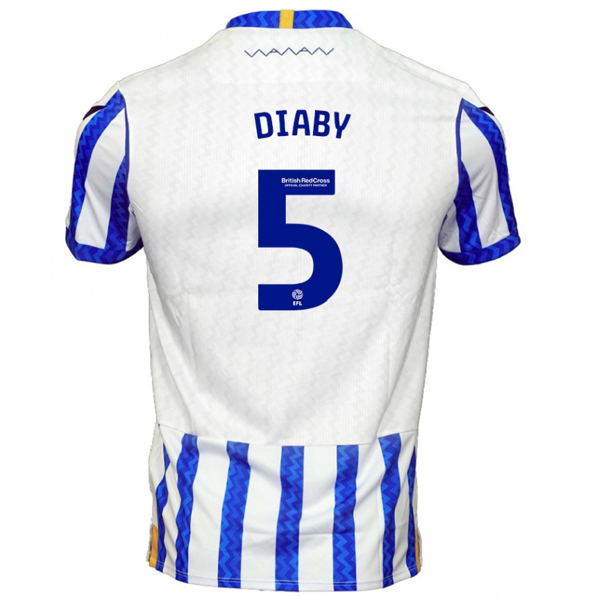 Men Football Bambo Diaby #5 Blue White Home Jersey 2024/25 T-Shirt Nz