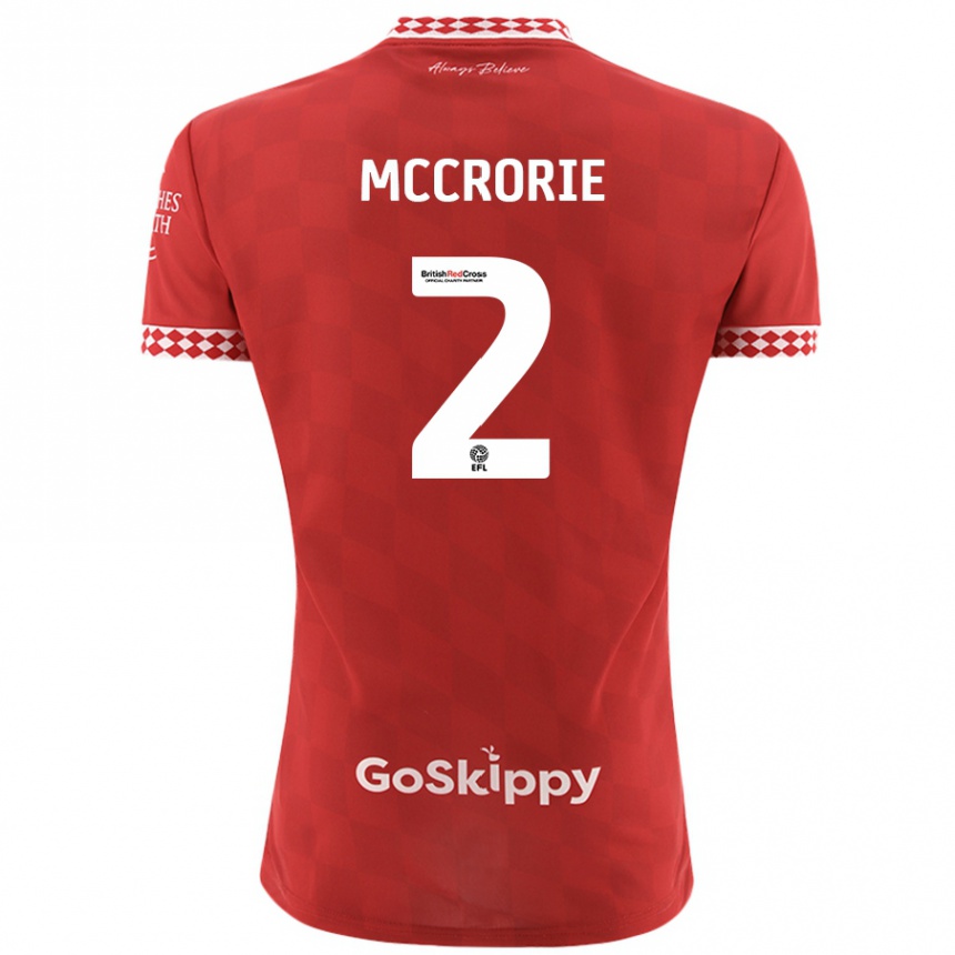 Men Football Ross Mccrorie #2 Red Home Jersey 2024/25 T-Shirt Nz