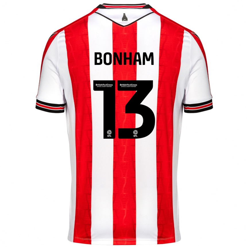 Men Football Jack Bonham #13 Red White Home Jersey 2024/25 T-Shirt Nz