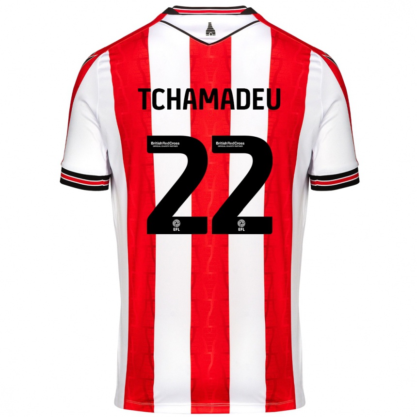 Men Football Junior Tchamadeu #22 Red White Home Jersey 2024/25 T-Shirt Nz