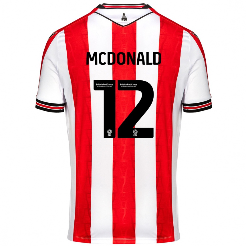 Men Football Kayleigh Mcdonald #12 Red White Home Jersey 2024/25 T-Shirt Nz