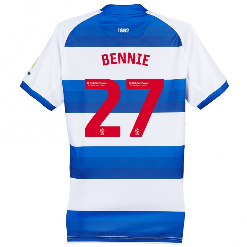 Men Football Daniel Bennie #27 White Blue Home Jersey 2024/25 T-Shirt Nz