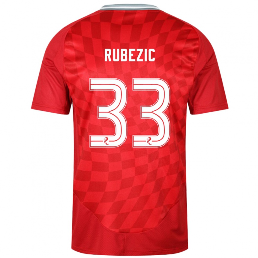 Men Football Slobodan Rubezic #33 Red Home Jersey 2024/25 T-Shirt Nz