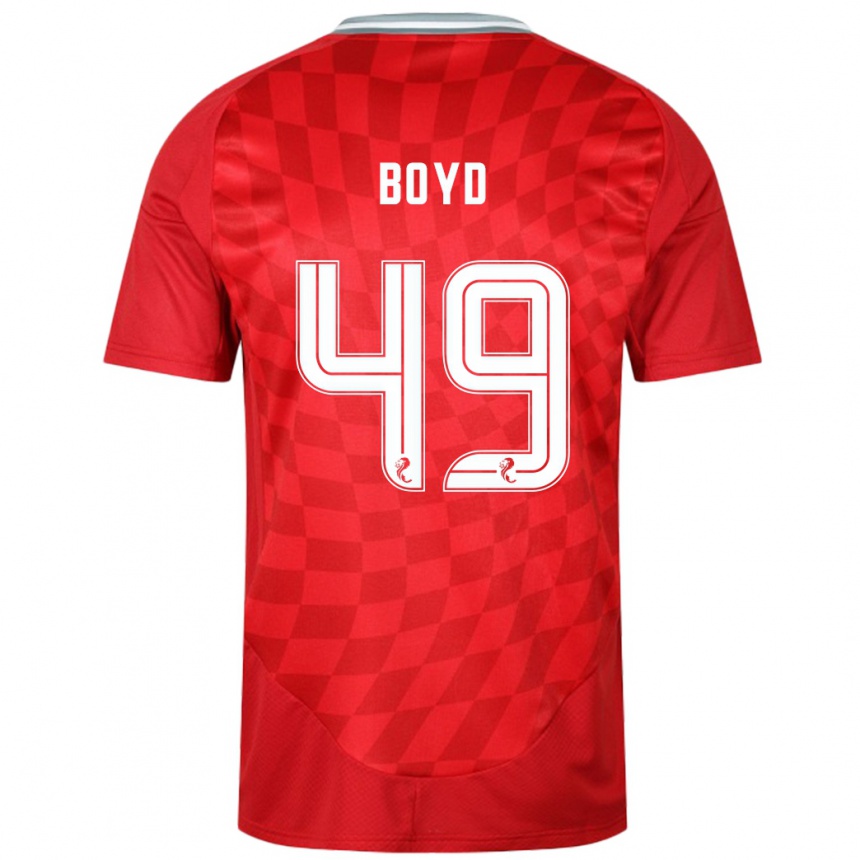 Men Football Fletcher Boyd #49 Red Home Jersey 2024/25 T-Shirt Nz