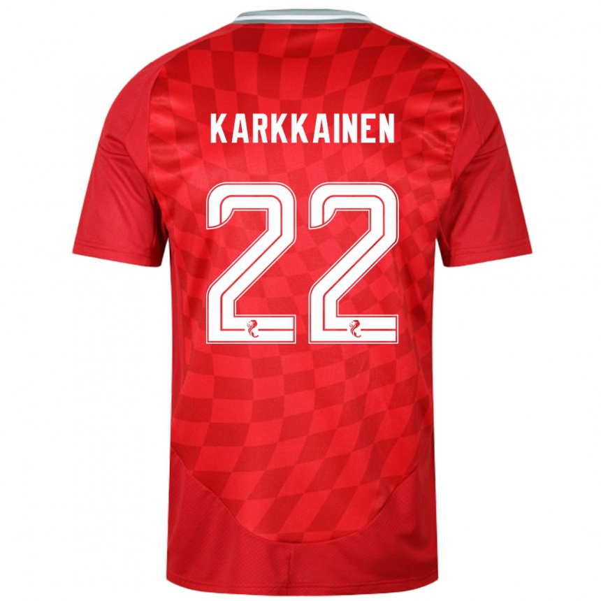 Men Football Elena Kärkkäinen #22 Red Home Jersey 2024/25 T-Shirt Nz