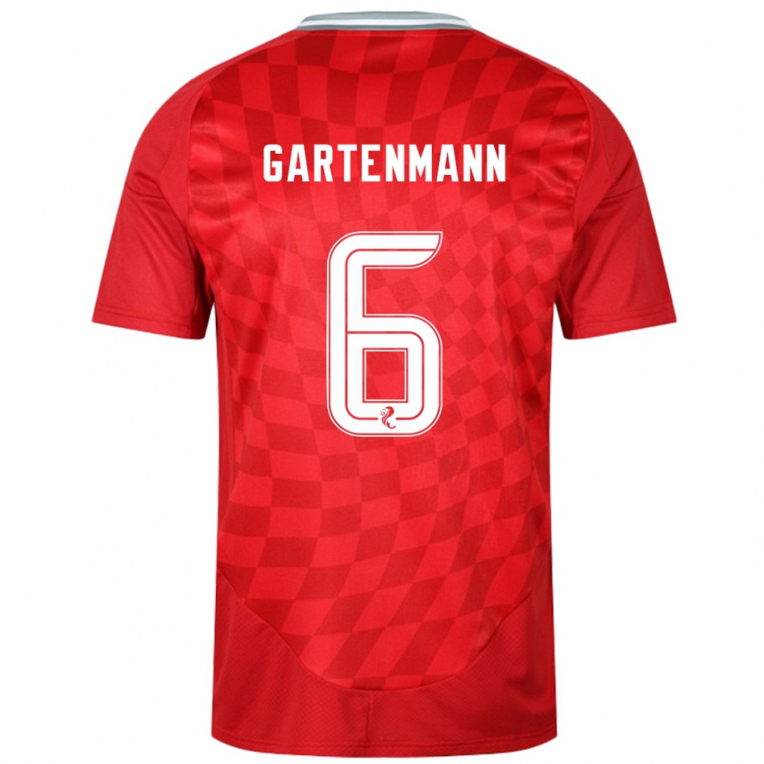 Men Football Stefan Gartenmann #6 Red Home Jersey 2024/25 T-Shirt Nz