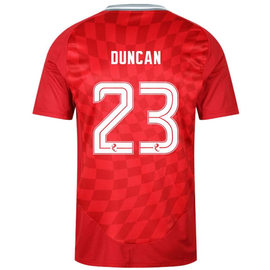 Men Football Ryan Duncan #23 Red Home Jersey 2024/25 T-Shirt Nz