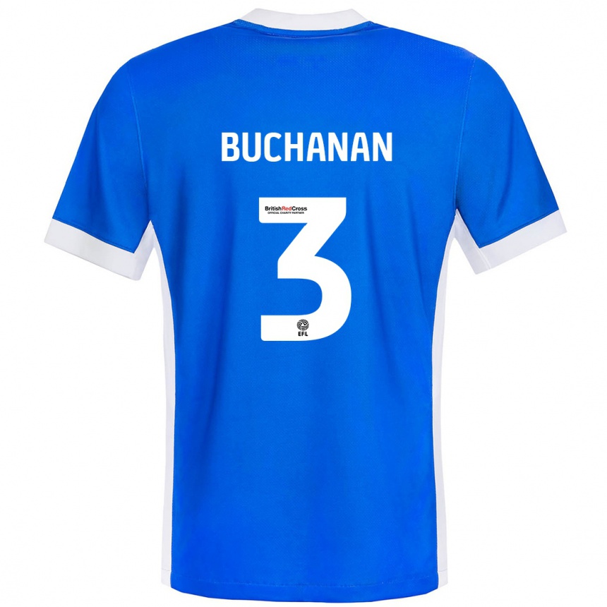 Men Football Lee Buchanan #3 Blue White Home Jersey 2024/25 T-Shirt Nz