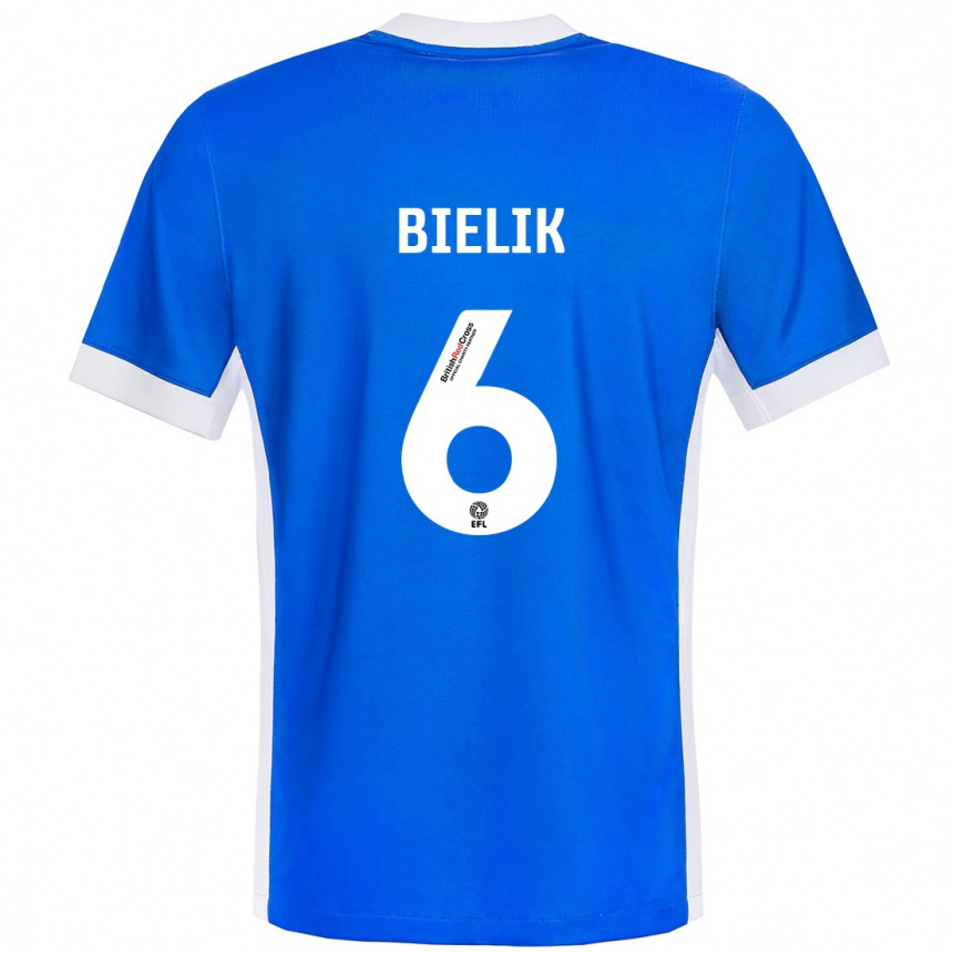 Men Football Krystian Bielik #6 Blue White Home Jersey 2024/25 T-Shirt Nz