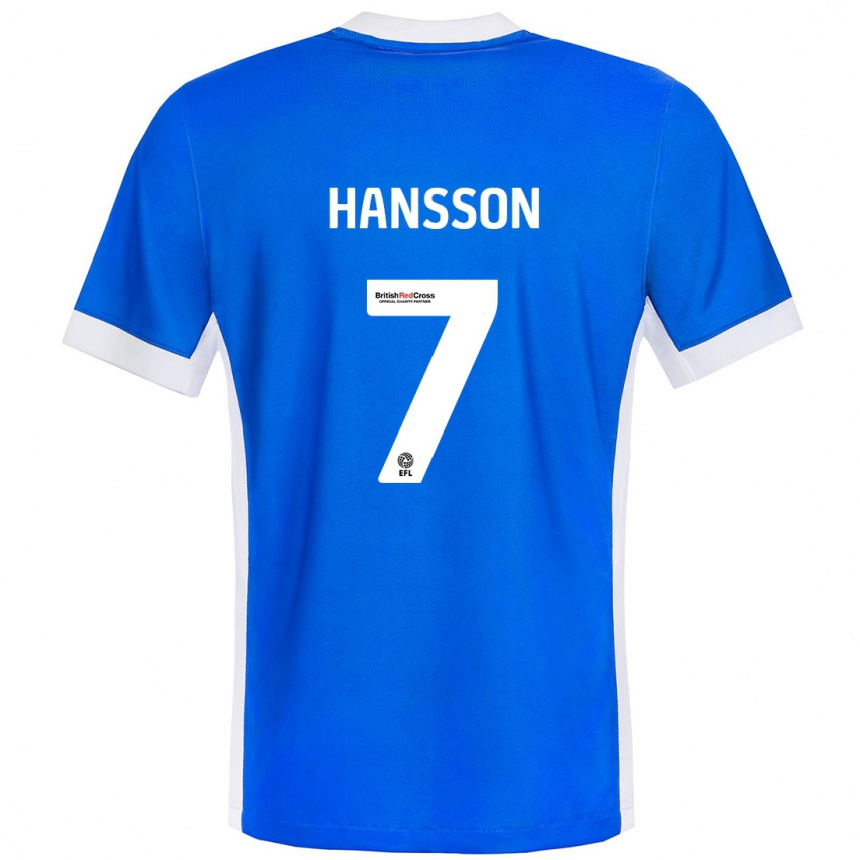 Men Football Emil Hansson #7 Blue White Home Jersey 2024/25 T-Shirt Nz