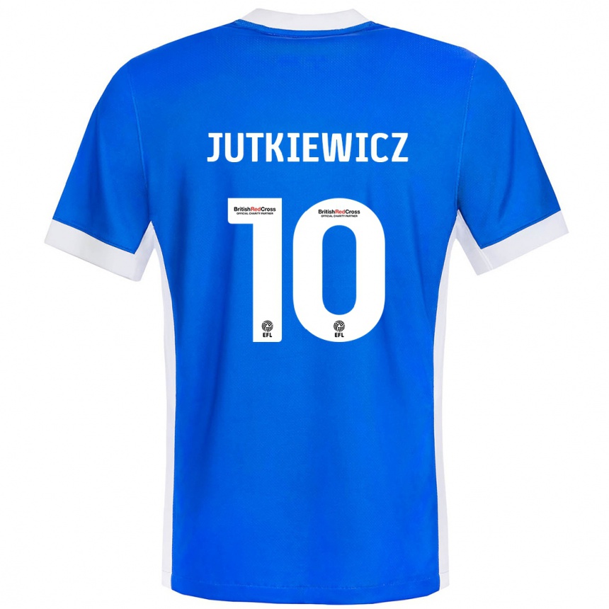 Men Football Lukas Jutkiewicz #10 Blue White Home Jersey 2024/25 T-Shirt Nz